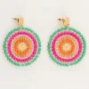 My Jewellery Boucles D'oreilles Rondes Avec Perles Vertes Et Roses Best