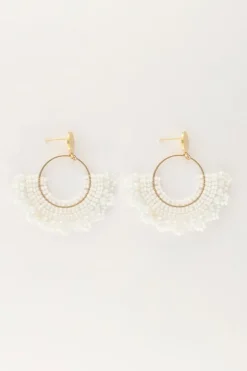 My Jewellery Boucles D'oreilles Semi-rondes Avec Perles Blanches Outlet