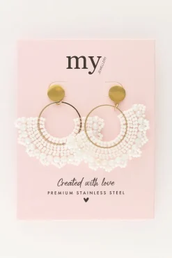 My Jewellery Boucles D'oreilles Semi-rondes Avec Perles Blanches Outlet