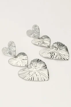 My Jewellery Boucles D'oreilles Trois Cœurs Martelés New
