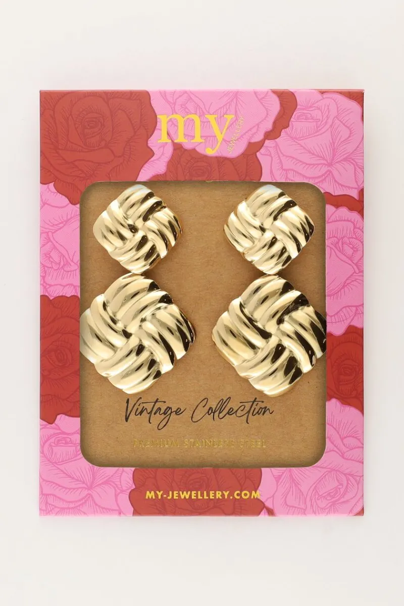 My Jewellery Boucles D'oreilles Vintage Carré Tressé New