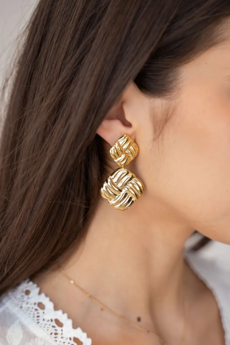 My Jewellery Boucles D'oreilles Vintage Carré Tressé New