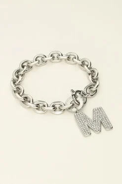 My Jewellery Bracelet à Initiale En Strass Discount