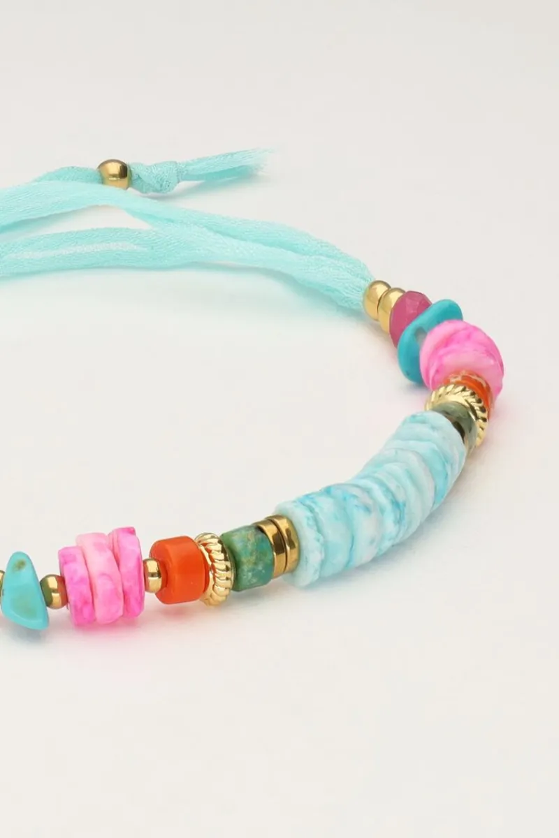 My Jewellery Bracelet Art En Cordon Bleu Avec Perles Outlet