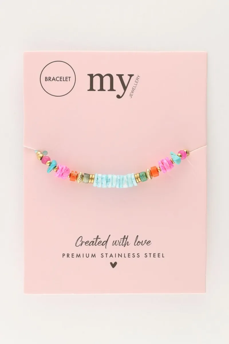 My Jewellery Bracelet Art En Cordon Bleu Avec Perles Outlet