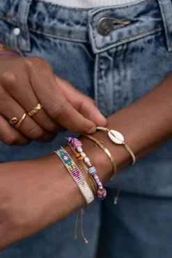 My Jewellery Bracelet Art En Cordon Doré Avec Coquillage Outlet