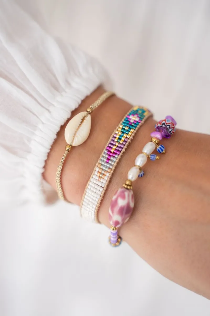 My Jewellery Bracelet Art En Cordon Doré Avec Coquillage Outlet