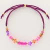 My Jewellery Bracelet Art En Cordon Violet Avec Perles Roses Hot