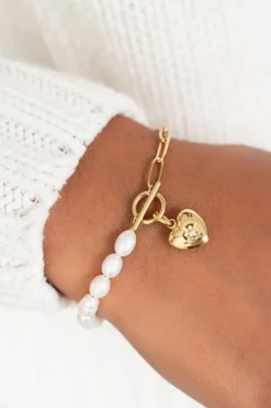 My Jewellery Bracelet Chaîne à Perles Et Pendentif Coeur Best
