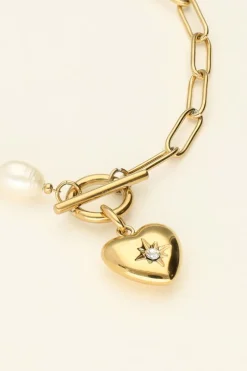 My Jewellery Bracelet Chaîne à Perles Et Pendentif Coeur Best