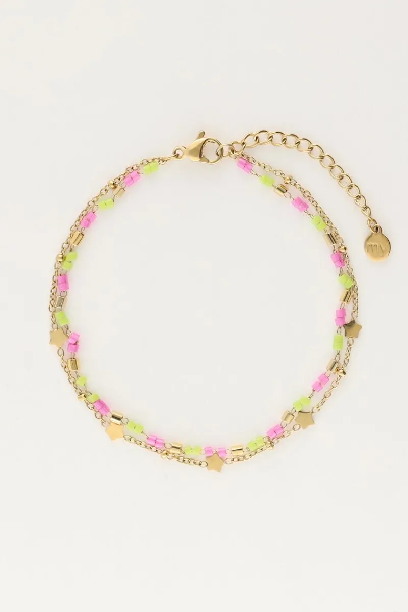 My Jewellery Bracelet Double Avec Perles Et étoiles Hot