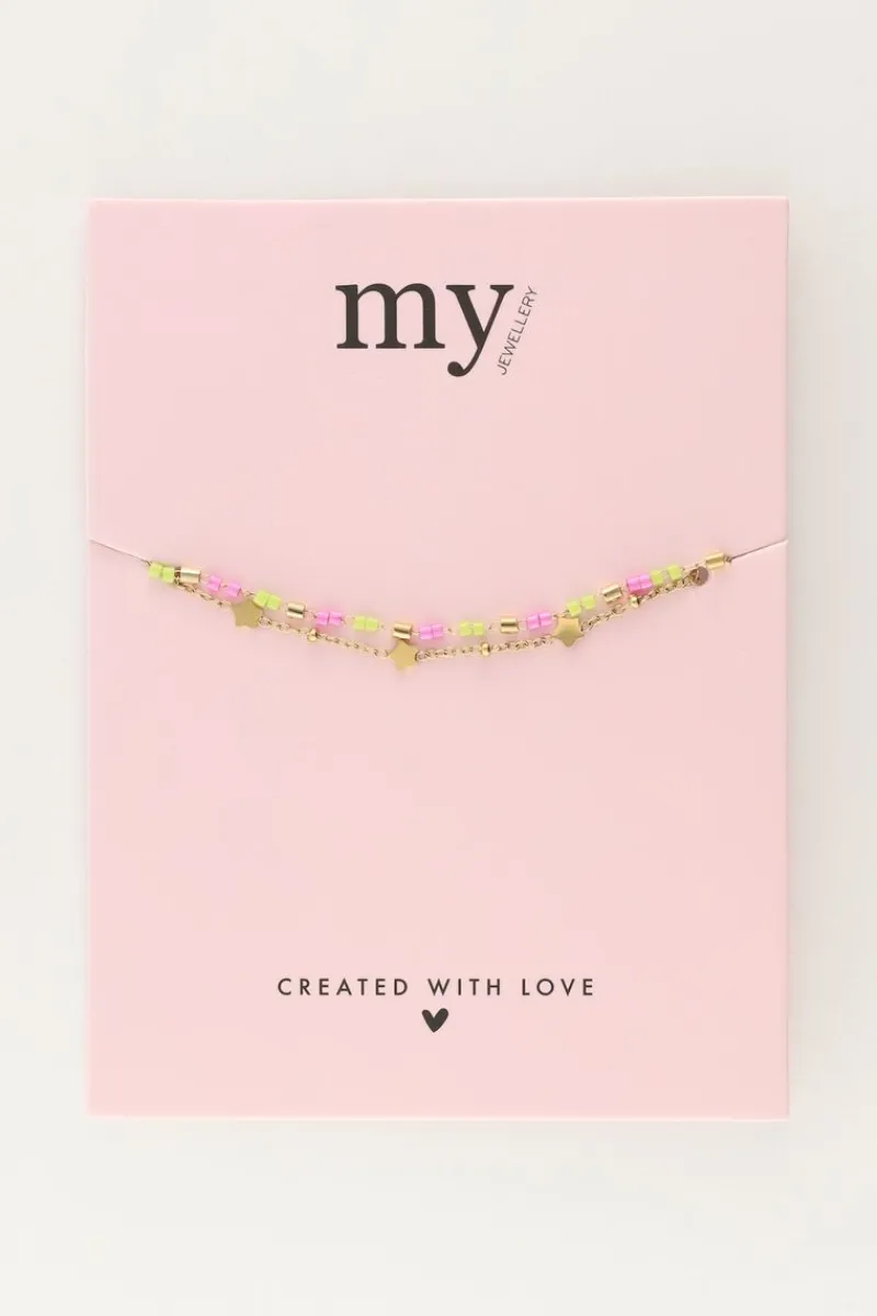 My Jewellery Bracelet Double Avec Perles Et étoiles Hot
