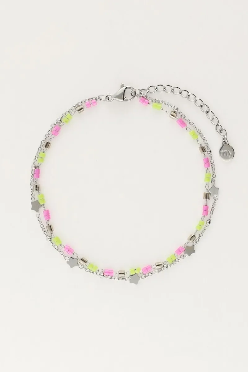 My Jewellery Bracelet Double Avec Perles Et étoiles Hot
