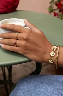 My Jewellery Bracelet Double Avec Trois Fleurs Discount