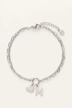 My Jewellery Bracelet Double Initial Avec Cœur Hot