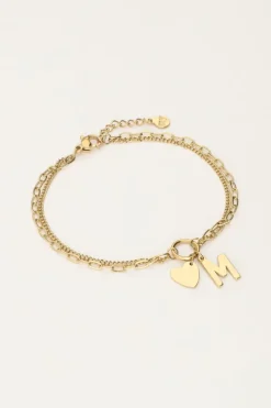 My Jewellery Bracelet Double Initial Avec Cœur Hot