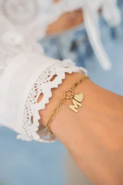 My Jewellery Bracelet Double Initial Avec Cœur Hot
