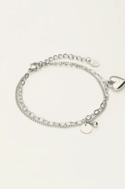 My Jewellery Bracelet Double Minimaliste Avec Charms Cœur Best