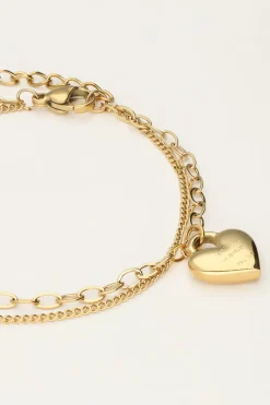 My Jewellery Bracelet Double Minimaliste Avec Charms Cœur Best