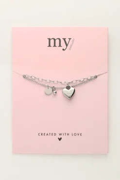 My Jewellery Bracelet Double Minimaliste Avec Charms Cœur Best
