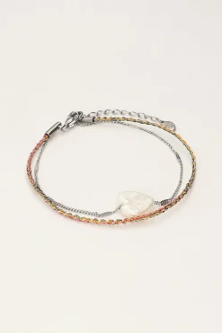 My Jewellery Bracelet Double Minimaliste Avec Cœur En Perles Discount