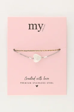 My Jewellery Bracelet Double Minimaliste Avec Cœur En Perles Discount