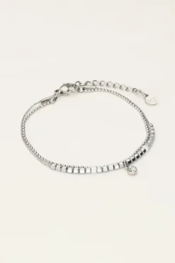 My Jewellery Bracelet Double Minimaliste Avec Perles Et Strass Sale