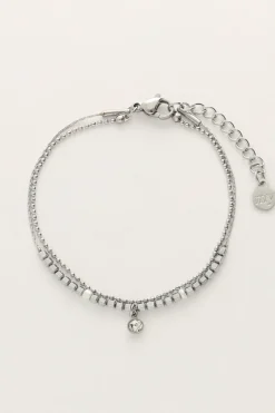 My Jewellery Bracelet Double Minimaliste Avec Perles Et Strass Sale
