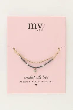 My Jewellery Bracelet Double Minimaliste Avec Perles Et Strass Sale