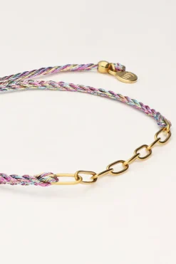 My Jewellery Bracelet En Corde Multicolore Avec Maillons New
