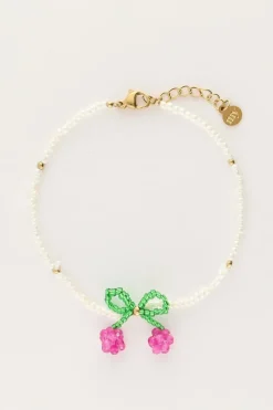 My Jewellery Bracelet En Perles Blanches Avec Cerise Sale