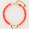 My Jewellery Bracelet En Perles Orange Avec Cœur Outlet