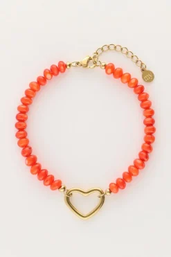My Jewellery Bracelet En Perles Orange Avec Cœur Outlet