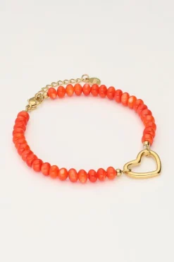 My Jewellery Bracelet En Perles Orange Avec Cœur Outlet