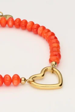 My Jewellery Bracelet En Perles Orange Avec Cœur Outlet