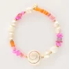 My Jewellery Bracelet En Perles Roses Et Coquillage Clearance