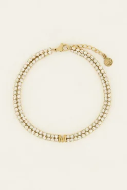 My Jewellery Bracelet En Strass Double Avec Initiale New