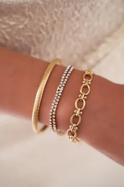 My Jewellery Bracelet En Strass Double Avec Initiale New