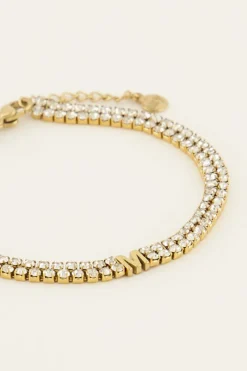 My Jewellery Bracelet En Strass Double Avec Initiale New