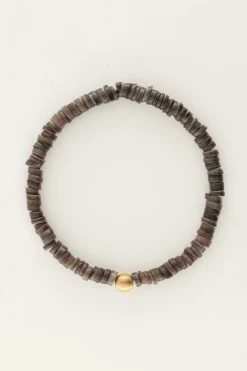 My Jewellery Bracelet Equal Avec Des Perles Plates Noires Clearance