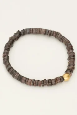 My Jewellery Bracelet Equal Avec Des Perles Plates Noires Clearance