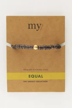 My Jewellery Bracelet Equal Avec Des Perles Plates Noires Clearance