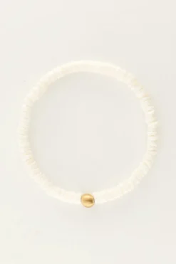 My Jewellery Bracelet Equal Avec Perles Plates Blanches Hot