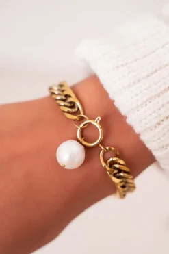My Jewellery Bracelet Grosse Maille Avec Perle Sale