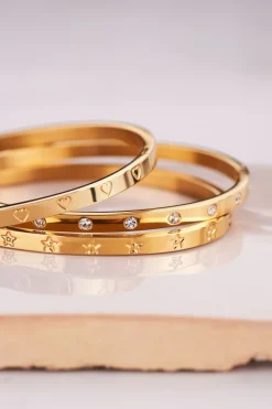 My Jewellery Bracelet Jonc Avec Cœurs Gravés Best