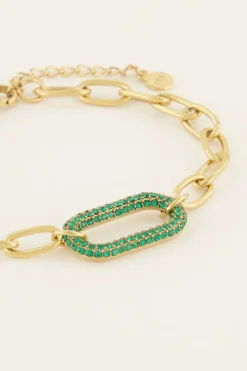 My Jewellery Bracelet Maille à Pendentif En Strass Vert Sale