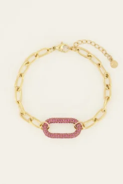 My Jewellery Bracelet Maille à Pendentif En Strass Rose Hot