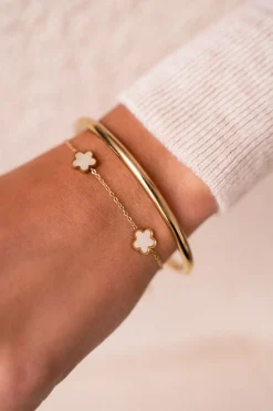 My Jewellery Bracelet Minimaliste Avec Trois Fleurs En Nacre Discount