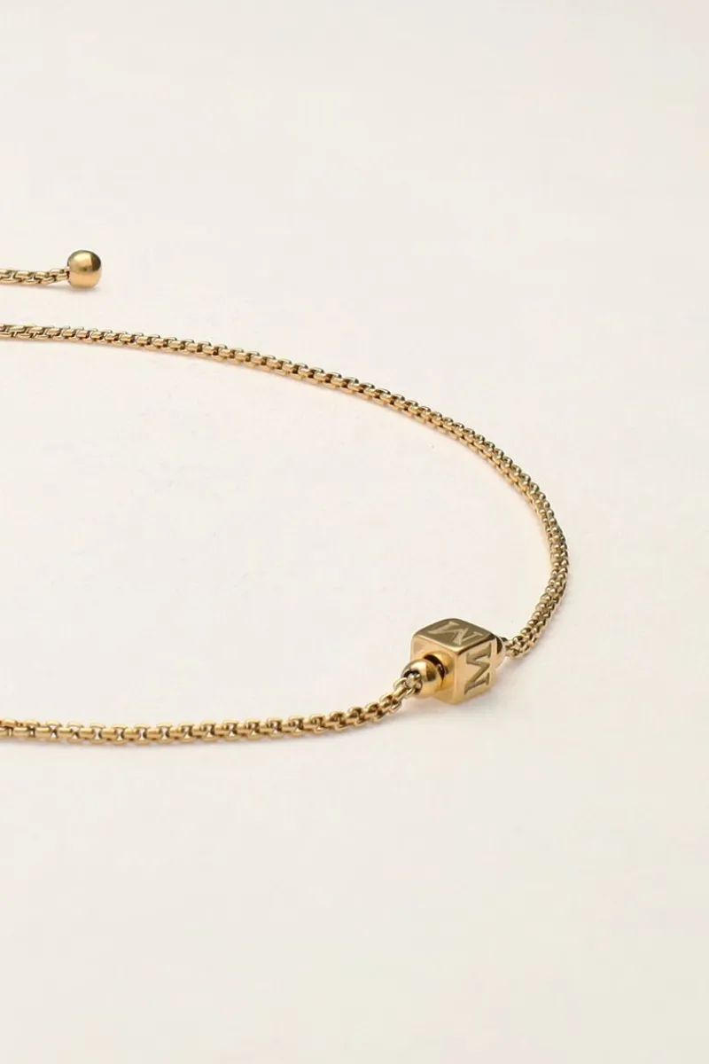 My Jewellery Bracelet Minimaliste Avec Cube Initiale New
