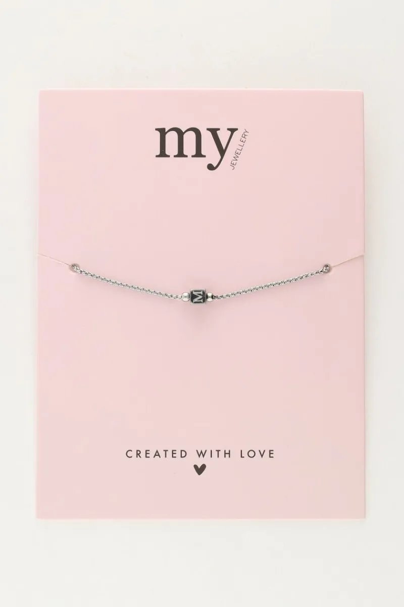 My Jewellery Bracelet Minimaliste Avec Cube Initiale New
